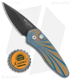 Protech Sprint Custom Automatic Knife Sculpted Ano Titanium (2.1" Black DLC) -Knife Shop Pro Tech Sprint Custom Ti Auto Sculpted Ano DLC BHQ 160352 jr bottlecap