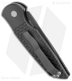 Pro-Tech TR-3 Automatic Knife Black Fish Scales (3.5" DLC S45VN) Exclusive -Knife Shop Pro Tech Tactical Response TR 3 Black Fish Scales DLC BHQ 136861 jr side