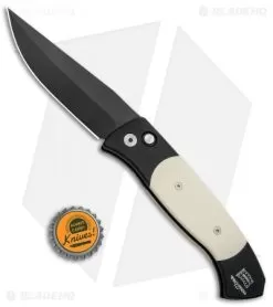 Pro-Tech Brend 3 Medium Tuxedo Automatic Knife Ivory Micarta (3.75" Black) 1352 -Knife Shop Protech Brend 3 Tuxedo Auto Ivory Micarta Black 1352 BHQ 3752 jr bottlecap