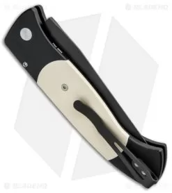 Pro-Tech Brend 3 Medium Tuxedo Automatic Knife Ivory Micarta (3.75" Black) 1352 -Knife Shop Protech Brend 3 Tuxedo Auto Ivory Micarta Black 1352 BHQ 3752 jr side