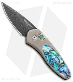 Pro-Tech Sprint Custom Automatic Knife Abalone/Bronze Ti (1.95" Damascus)