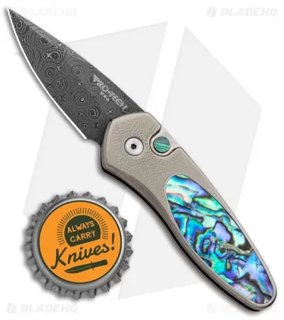Pro-Tech Sprint Custom Automatic Knife Abalone/Bronze Ti (1.95" Damascus) 4 Pro-Tech Sprint Custom Automatic Knife Abalone/Bronze Ti (1.95" Damascus) - Image 4