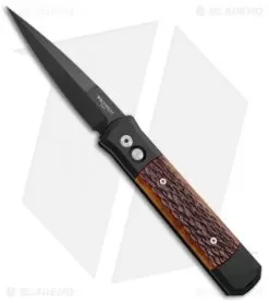Pro-Tech Godfather Automatic Knife Black W/ Amber Jig Bone (4" Black Plain) 962