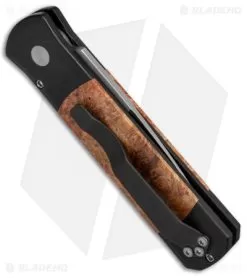 Pro-Tech Godson Automatic Knife Dyed Box Elder Burl (3.15" Satin) 706-DB -Knife Shop Protech Godson Dyed Box Elder Burl 706 DB BHQ 68791 jr side