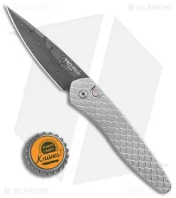 Pro-Tech Custom Newport Automatic Knife Feathered Stainless Steel (3" Damascus) -Knife Shop Protech Newport Feather Damascus BHQ 85767 er bottlecap
