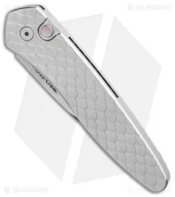 Pro-Tech Custom Newport Automatic Knife Feathered Stainless Steel (3" Two-Tone) 6 Pro-Tech Custom Newport Automatic Knife Feathered Stainless Steel (3" Two-Tone) -Knife Shop Protech Newport Feather two tone BHQ 85766 er spine