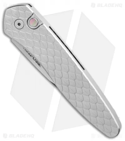 Pro-Tech Custom Newport Automatic Knife Feathered Stainless Steel (3" Two-Tone) 3 Pro-Tech Custom Newport Automatic Knife Feathered Stainless Steel (3" Two-Tone) - Image 3