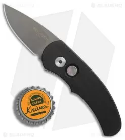 Pro-Tech Runt J4 Limited Automatic Knife Black W/ MOP Button (1.94" Gray DLC) -Knife Shop Protech Runt J4 black MOP button gray dlc BHQ 74277 er bottlecap