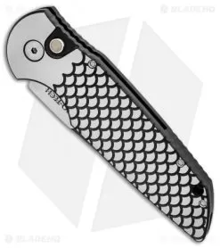 Pro-Tech TR-3 Steel Custom Automatic Knife Fish Scale (3.5" Two-Tone DLC) -Knife Shop Protech TR 3 Steel Custom Fish Scale Two Tone DLC BHQ 85278 er spine