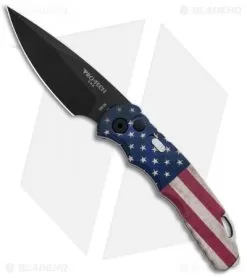 Pro-Tech TR-5 Automatic Knife Custom PK Vintage USA Flag (3.25" Black)