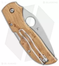 Spyderco Chaparral Lockback Knife Birdseye Maple (2.8" Satin) C152WDP -Knife Shop Spyderco Chaparral Lockback Knife Birdseye Maple 2.8 Satin C152WDP BHQ 116291 LS Side