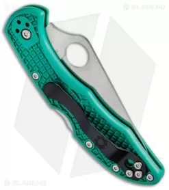 Spyderco Delica 4 Knife Flat Ground Green FRN (2.88" Satin Plain) C11FPGR -Knife Shop Spyderco Delica 4 Green C11FPGR BHQ 5333 jr side 2