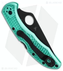 Spyderco S30V Delica 4 Lightweight Lockback Knife Tantalizing Teal (2.88" BLK) 6 Spyderco S30V Delica 4 Lightweight Lockback Knife Tantalizing Teal (2.88" BLK) -Knife Shop Spyderco Delica 4 Lightweight Knife Tantalizing Teal FRN 2in Black BHQ 146408 td side