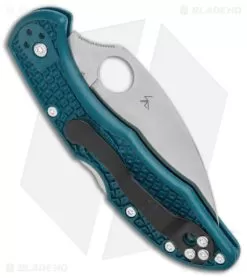 Spyderco Delica 4 Lightweight Wharncliffe Knife Blue FRN (2.9" Satin) C11FPWK390 -Knife Shop Spyderco Delica 4 Lightweight Wharncliffe Blue FRN Satin C11FPWK390 BHQ 121023 jr side