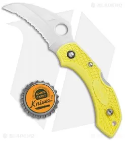Spyderco Dragonfly 2 Hawkbill Salt Knife Yellow FRN (2.3" Satin Serr) C28SYL2HB -Knife Shop Spyderco Dragonfly 2 Hawkbill Salt Knife Yellow FRN Satin Serr C28SYL2HB BHQ 74492 jr bottlecap