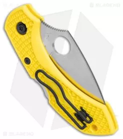 Spyderco Dragonfly 2 Salt Lockback Knife Yellow FRN (2.25" Satin H2) C28PYL2 -Knife Shop Spyderco Dragonfly 2 Salt Yellow FRN Satin BHQ 9301 jr side