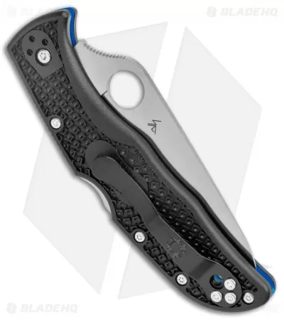 Spyderco Endela Thin Blue Line Knife Black FRN (3.4" Serr Satin) C243FPSBKBL 3 Spyderco Endela Thin Blue Line Knife Black FRN (3.4" Serr Satin) C243FPSBKBL - Image 3