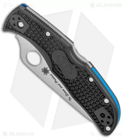 Spyderco Endela Thin Blue Line Knife Black FRN (3.4" Serr Satin) C243FPSBKBL 2 Spyderco Endela Thin Blue Line Knife Black FRN (3.4" Serr Satin) C243FPSBKBL - Image 2