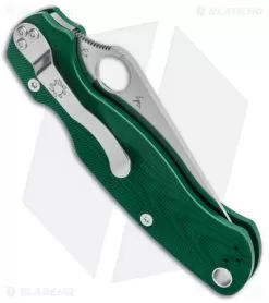 Spyderco Paramilitary 2 Compression Lock Knife Green Aluminum (3.4" Satin) BHQ -Knife Shop Spyderco Paramilitary 2 Green Aluminum Satin C81ALPGR2 BHQ 137718 jr side