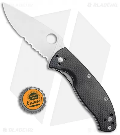 Spyderco Tenacious Folding Knife Carbon Fiber/G-10 (3.375" Satin Serr) C122CFPS 4 Spyderco Tenacious Folding Knife Carbon Fiber/G-10 (3.375" Satin Serr) C122CFPS - Image 4