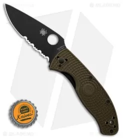 Spyderco Tenacious Lightweight Folding Knife OD Green FRN (3.4" Black Serr) -Knife Shop Spyderco Tenacious Lightweight Folding Knife OD Green FRN 3in Black Serr BHQ 120673 td size