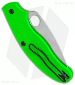 Spyderco UK Pen Knife Salt Slip Joint Green FRN (2.9" Satin LC200N) C94PGR -Knife Shop Spyderco UK Pen Knife Salt SJ Green FRN Satin BHQ 145696 jr side