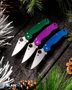 Spyderco Paramilitary 2 Compression Lock Knife Green Aluminum (3.4" Satin) BHQ -Knife Shop SpydercoPM2AluminumChristmasSocialCrop