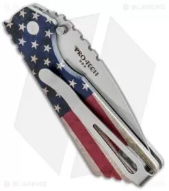 Strider + Pro-Tech PT Automatic Knife Custom PK Ano Vintage USA Flag (2.75" SW ) -Knife Shop Strider Protech PT Auto Custom PK Anodized Vintage USA Flag 23USA 3 BHQ 84940 jr side