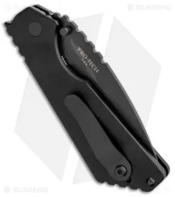 Strider + Pro-Tech SnG Automatic Knife Black Aluminum (3.5" Shark Skin) 6 Strider + Pro-Tech SnG Automatic Knife Black Aluminum (3.5" Shark Skin) -Knife Shop Strider Protech SnG Auto Knurled Aluminum Shark Skin 2407 SS BHQ 84938 jr side