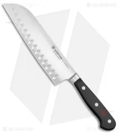 Wusthof Classic 7" Hollow Edge Santoku Kitchen Knife Black Polymer