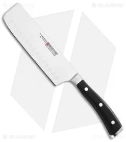 Wusthof Classic Ikon 7" Hollow Edge Nakiri Kitchen Knife Black Polymer