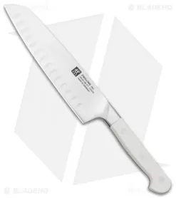 Zwilling Pro Le Blanc 7" Hollow Edge Santoku Kitchen Knife White Three Pin