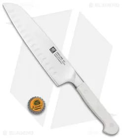 Zwilling Pro Le Blanc 7" Hollow Edge Santoku Kitchen Knife White Three Pin -Knife Shop Zwilling Pro Le Blac 7in Slim Santoku 1009861 BHQ 136322 jr bottlecap