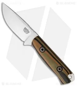Bark River Bravo Necker Fixed Blade Knife Green Camo G-10 (2.75" Satin)