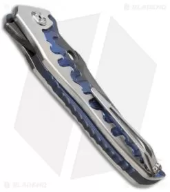 Brian Tighe Custom Tighe Drip Button Lock Knife Blue Ti (3.75" Acid Wash) #9 -Knife Shop brian tighe drip blue spine jm