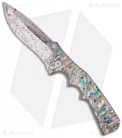 Brian Tighe Spicy Tighe Spring Assisted Knife W/ Abalone (4" Damasteel) 1 Brian Tighe Spicy Tighe Spring Assisted Knife W/ Abalone (4" Damasteel)
