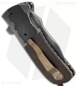 Burr Oak Knives Coffin Nail Clip Point Flipper Knife Micarta (3.5" San Mai) #1 -Knife Shop burr oak coffin nail clip point 1 side cm