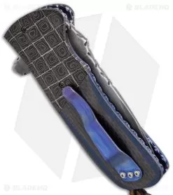 Burr Oak Knives Coffin Nail Drop Point Flipper Knife Blue/CF (3.5" San Mai) #1 -Knife Shop burr oak coffin nail drop point 1 side cm