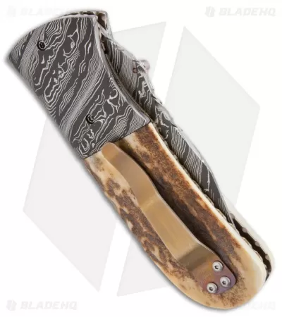 Burr Oak Knives First Responder Knife Red Stag (3.5" Damascus) 2 Burr Oak Knives First Responder Knife Red Stag (3.5" Damascus) - Image 2