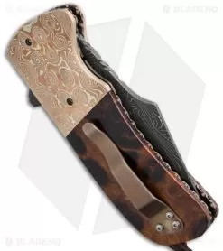 Burr Oak Knives Harpoon Flipper #3 Knife Ironwood/Mokume (3.75" Damascus) -Knife Shop burr oak harpoon flipper 3 side cm