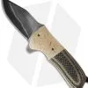 Burr Oak Knives Coffin Nail Flipper Knife Mokume/Brass CF (3.5" San Mai)