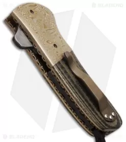 Burr Oak Knives Coffin Nail Flipper Knife Mokume/Brass CF (3.5" San Mai) -Knife Shop burr oak knives doffin nail cp mokume cf brass spine jm