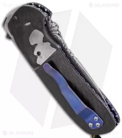 Burr Oak Knives Viper Flipper Knife Carbon Fiber (3.75" Damascus) #3 -Knife Shop burr oak viper flipper 3 side cm