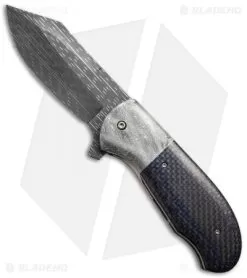 Chuck Gedraitis XL Puffin Knife Blue LSCF/Damascus (3.75" Starfire)