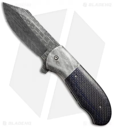 Chuck Gedraitis XL Puffin Knife Blue LSCF/Damascus (3.75" Starfire) 1 Chuck Gedraitis XL Puffin Knife Blue LSCF/Damascus (3.75" Starfire)