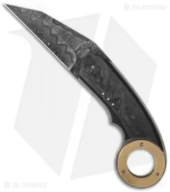 Corrie Schoeman Karambit Flipper Folder Marbled Carbon Fiber (3.25" Damascus)