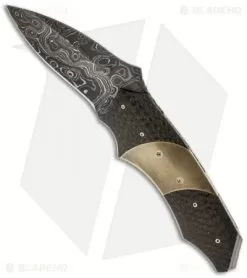 Corrie Schoeman Impact Flipper Folder Knife Lightning Strike CF (3.25" Damascus)