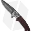 Crawford Custom Kasper Drop Point Flipper Knife Red LSCF (3.5" Damascus)