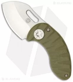 Curtiss Custom Knives Nano Framelock Folder Knife W/ Green G10 (1.75" Plain)