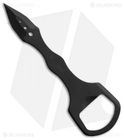 Crawford Custom Bottle Opener Neck Knife Black Stainless Steel (1.25" Plain)